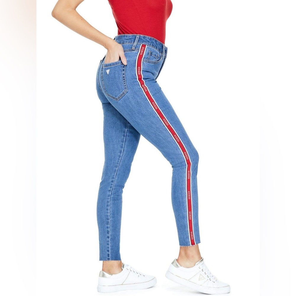 Guess Women's Nichole Logo-Trim Skinny Jeans
